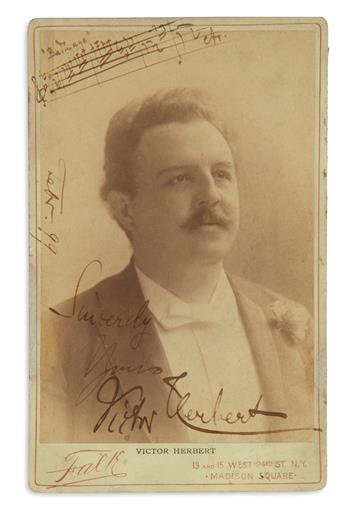 HERBERT, VICTOR. Photograph Signed and Inscribed, Sincerely / Yours, with an Autograph Musical Quotation,